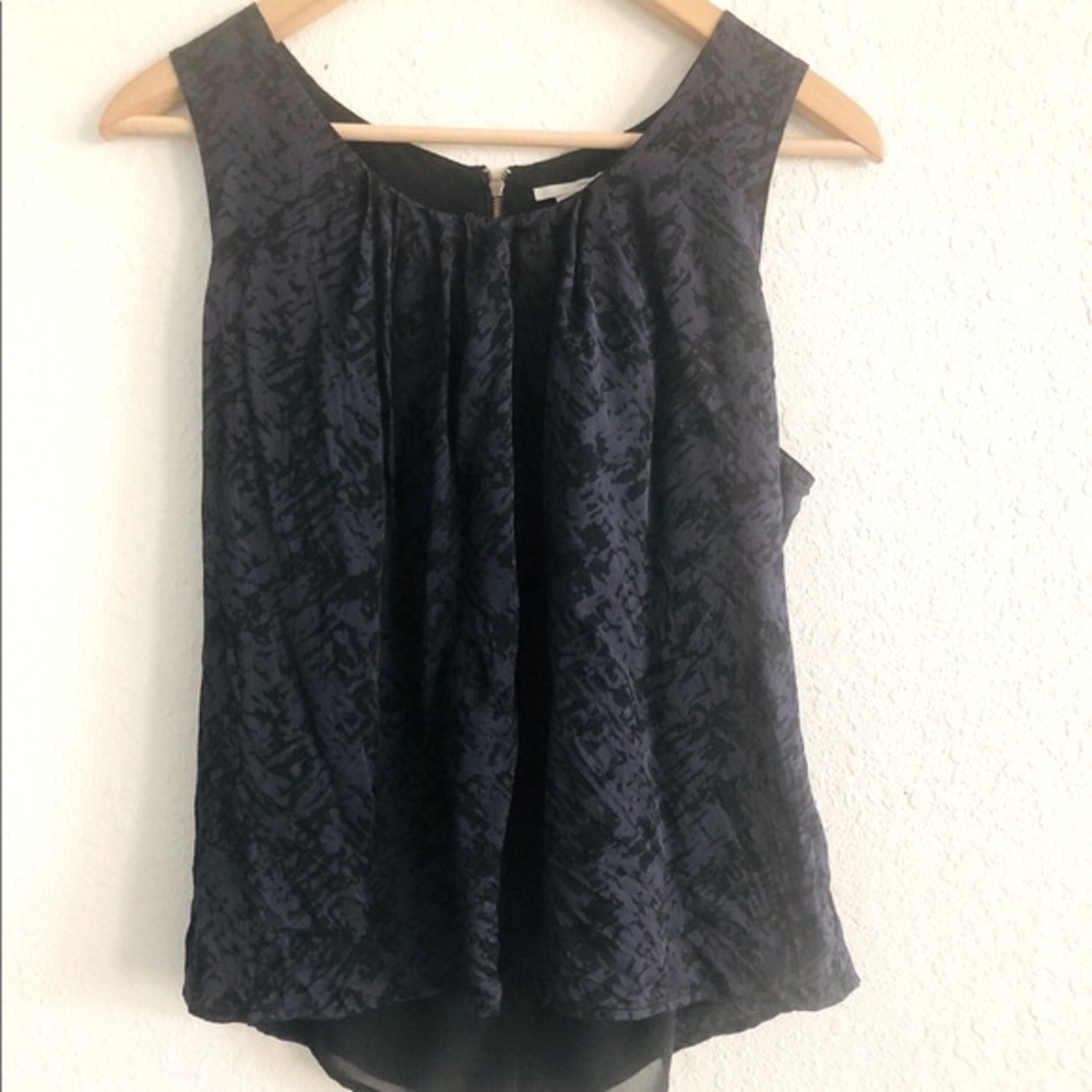 Halogen Navy Black Sleeveless Print Top Size M